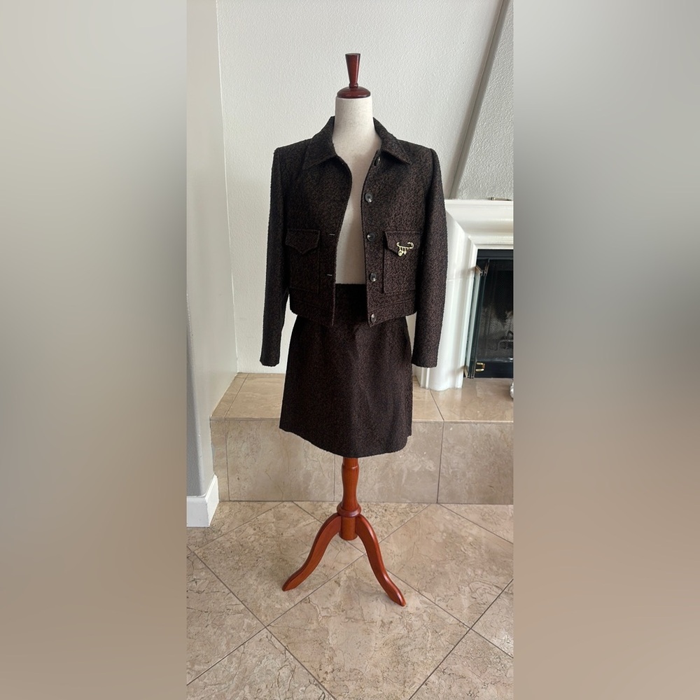 Brown Tweed Jacket and Skirt Set